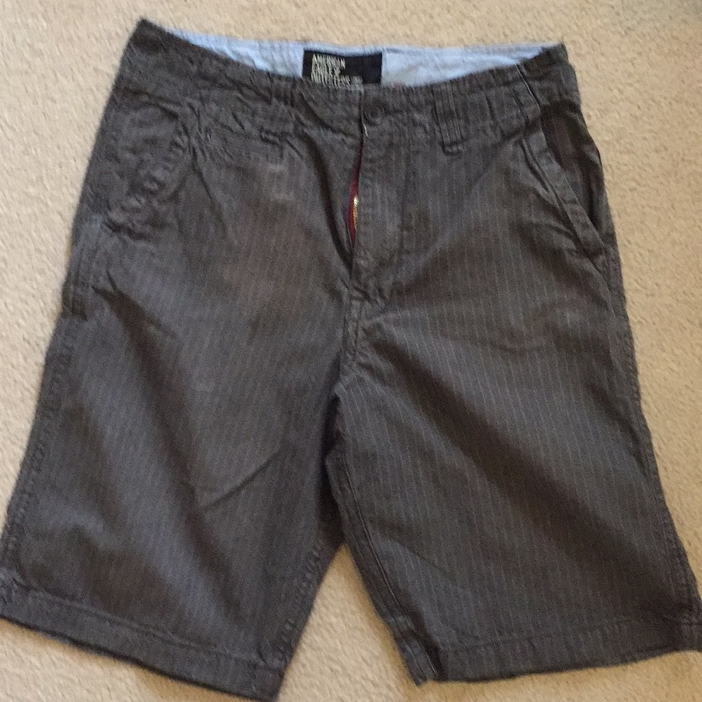 Charcoal shorts with light pin stripe